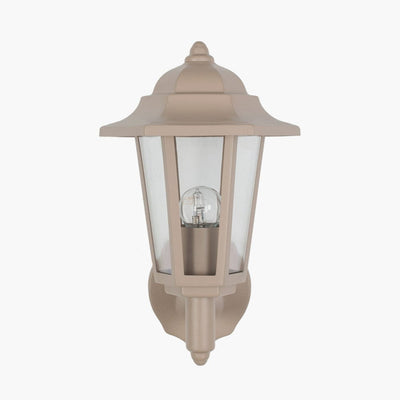 Pacific Lifestyle Outdoors Azalea Taupe Metal Hex Lantern Wall Uplighter House of Isabella UK