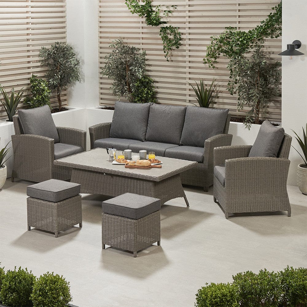 Barbados Slate Grey Outdoor 3 Seater Seating Set with Ceramic Top.