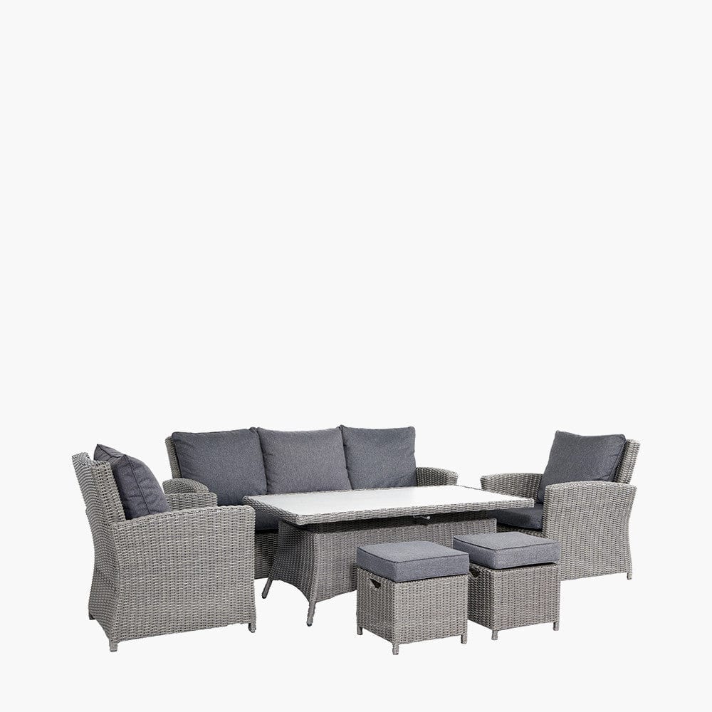 Barbados Slate Grey Outdoor 3 Seater Seating Set with Ceramic Top.
