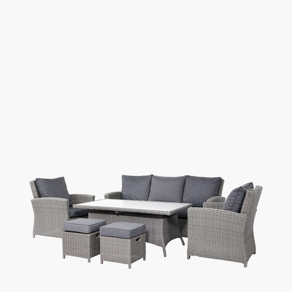 Barbados Slate Grey Outdoor 3 Seater Seating Set with Ceramic Top.