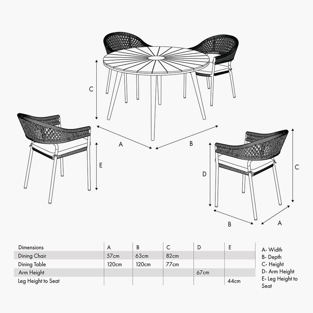 Bazel Outdoor 4 Seater Dining Set.