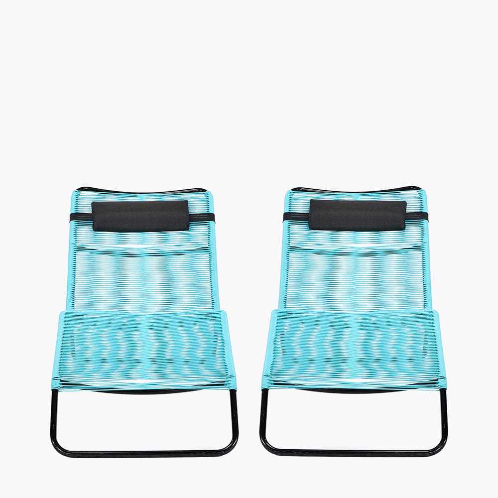 Blue PU Rio Set of 2 Sun Loungers.