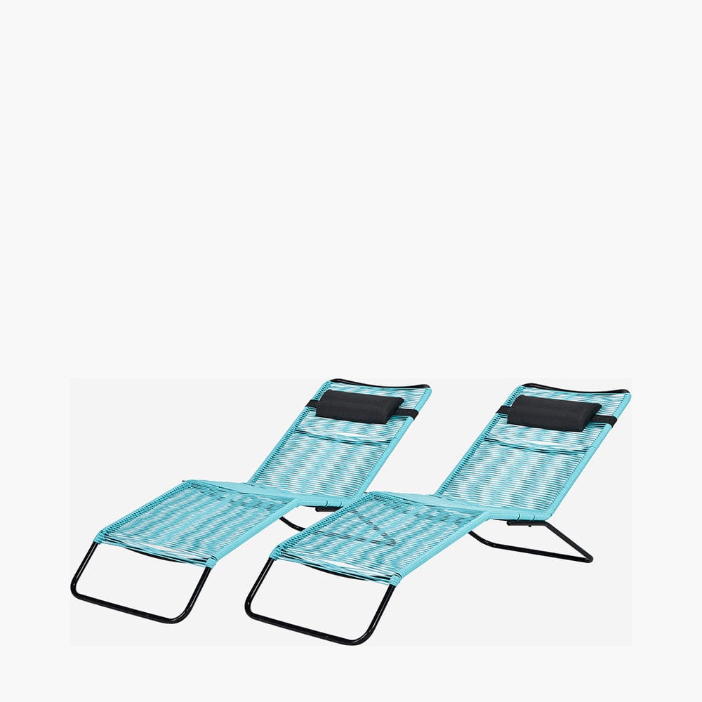 Blue PU Rio Set of 2 Sun Loungers.