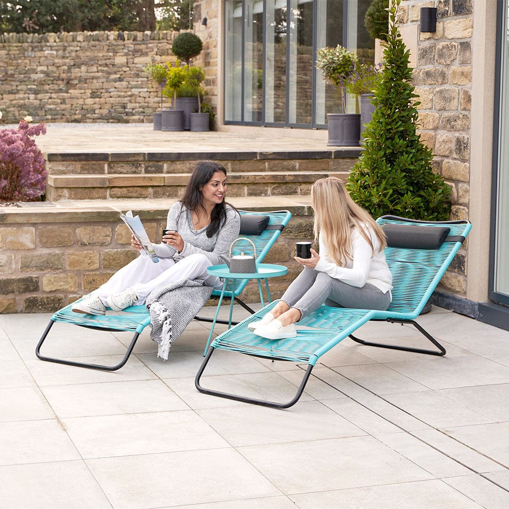 Blue PU Rio Set of 2 Sun Loungers.