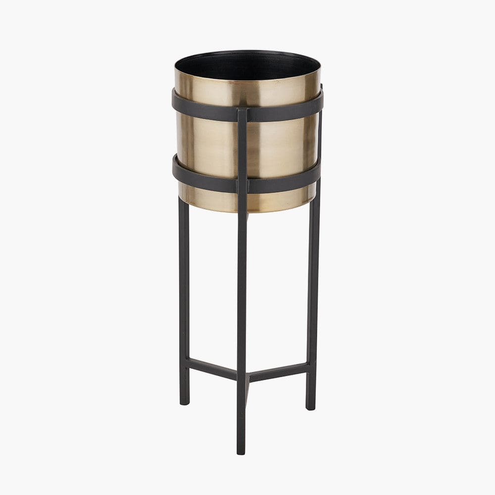 Pacific Lifestyle Outdoors Brass and Matt Black Metal Floor Planter Large House of Isabella UK