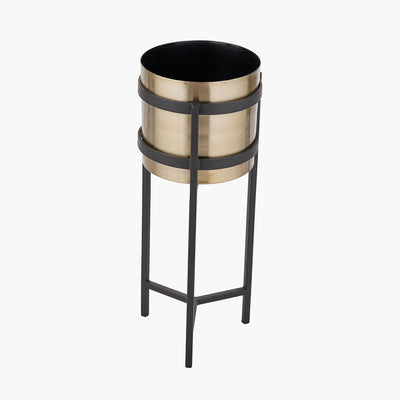 Pacific Lifestyle Outdoors Brass and Matt Black Metal Floor Planter Large House of Isabella UK