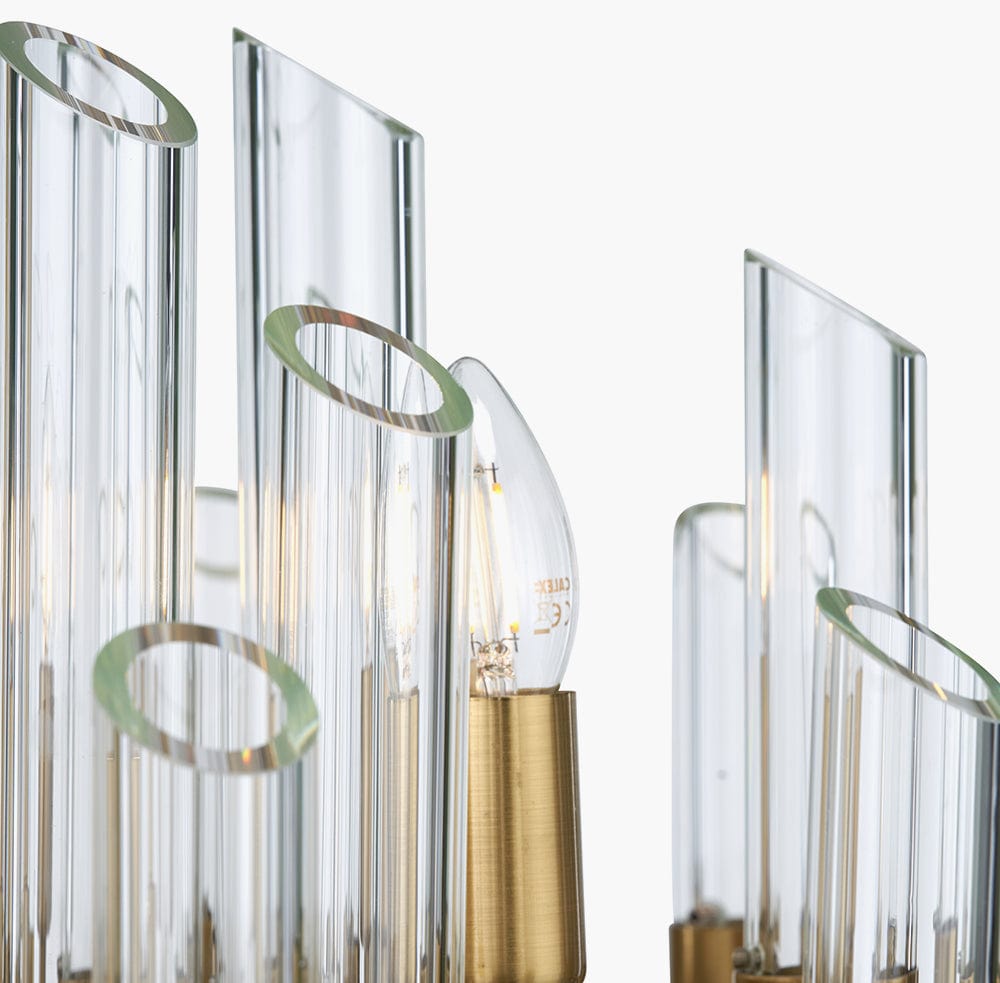 Brielle Clear Glass and Antique Brass 12 Light Pendant.