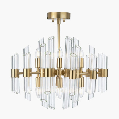 Pacific Lifestyle Outdoors Brielle Clear Glass and Antique Brass 12 Light Pendant House of Isabella UK