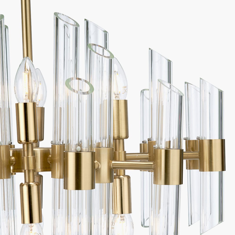 Brielle Clear Glass and Antique Brass 12 Light Pendant.