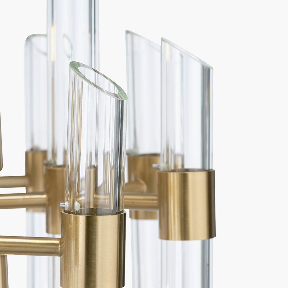 Brielle Clear Glass and Antique Brass 12 Light Pendant.