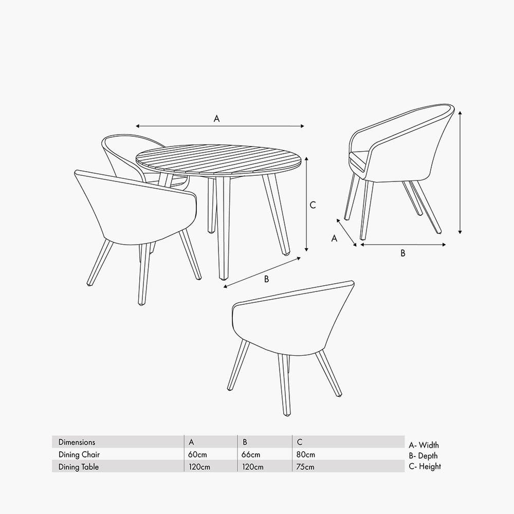 Cabon Outdoor 4 Seater Dining Set.