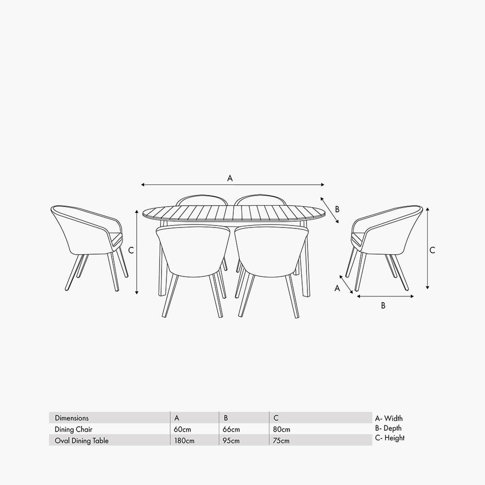 Pacific Lifestyle Outdoors Cabon Outdoor 6 Seater Dining Set House of Isabella UK