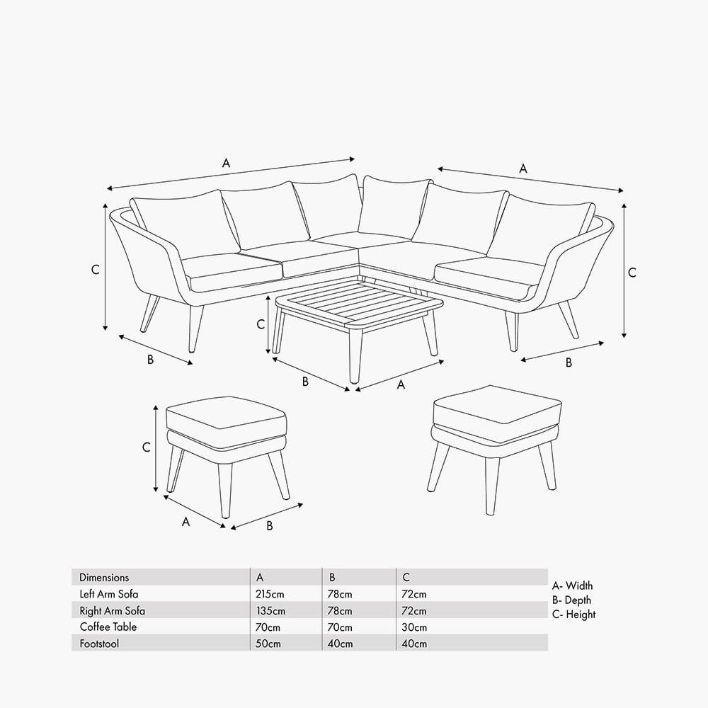 Pacific Lifestyle Outdoors Cabon Outdoor Corner Seating Set House of Isabella UK