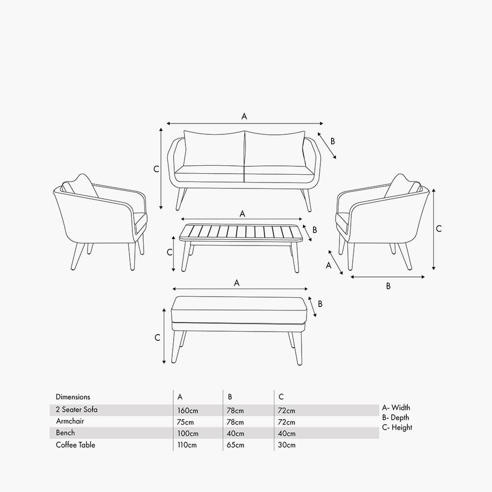 Pacific Lifestyle Outdoors Cabon Outdoor Seating Set House of Isabella UK