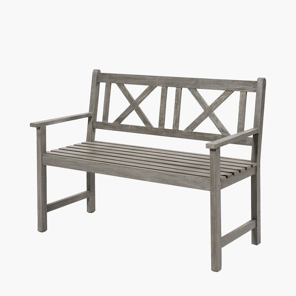 Pacific Lifestyle Outdoors Cambridge Antique Grey 2 Seater Acacia Wood Bench K/D House of Isabella UK