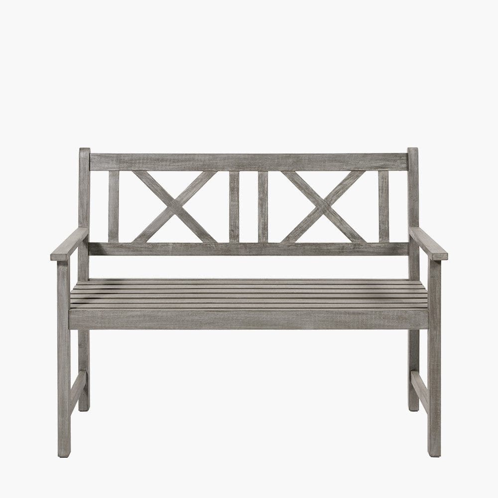 Pacific Lifestyle Outdoors Cambridge Antique Grey 2 Seater Acacia Wood Bench K/D House of Isabella UK