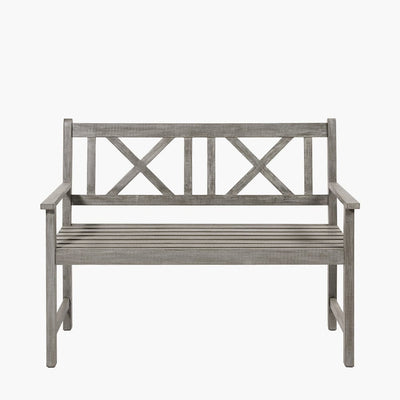 Pacific Lifestyle Outdoors Cambridge Antique Grey 2 Seater Acacia Wood Bench K/D House of Isabella UK