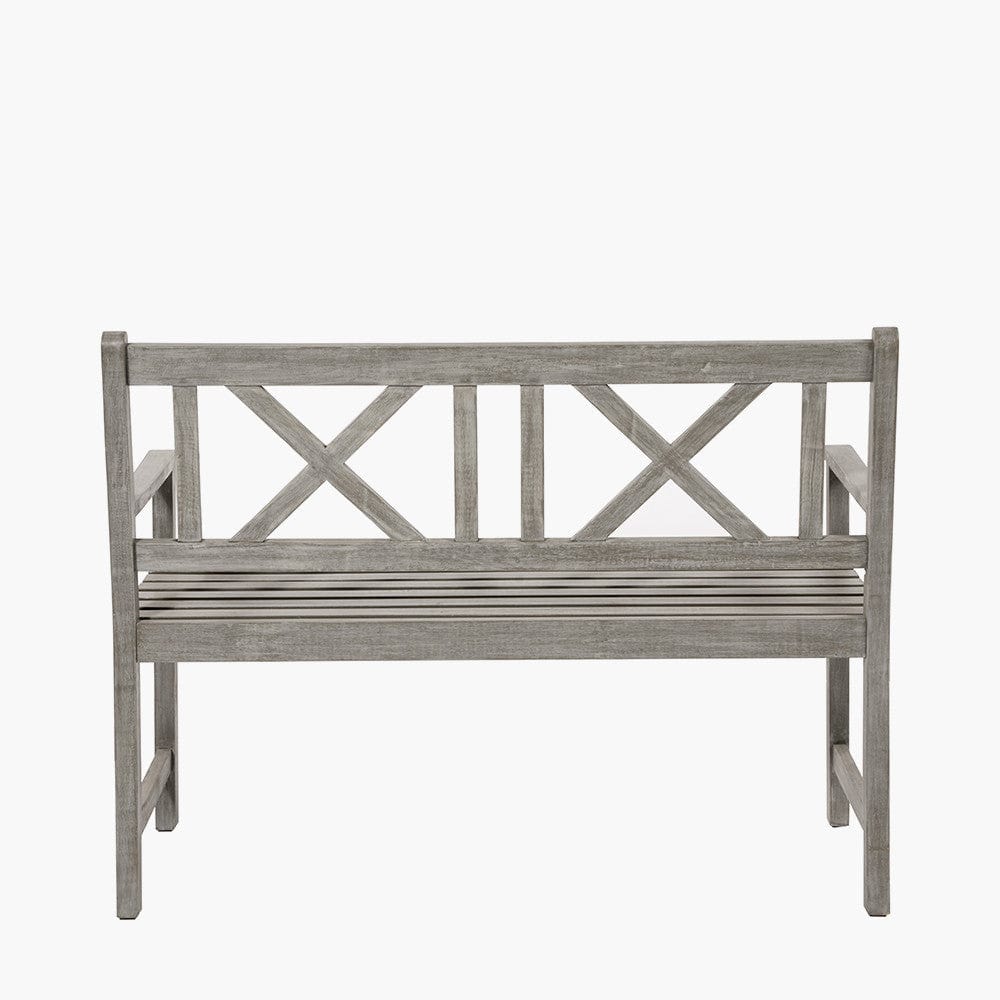 Pacific Lifestyle Outdoors Cambridge Antique Grey 2 Seater Acacia Wood Bench K/D House of Isabella UK