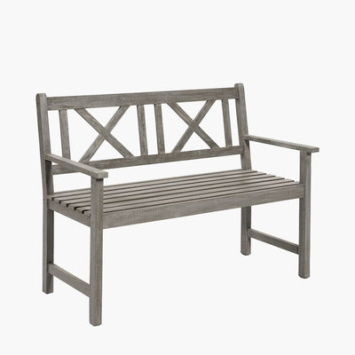 Pacific Lifestyle Outdoors Cambridge Antique Grey 2 Seater Acacia Wood Bench K/D House of Isabella UK