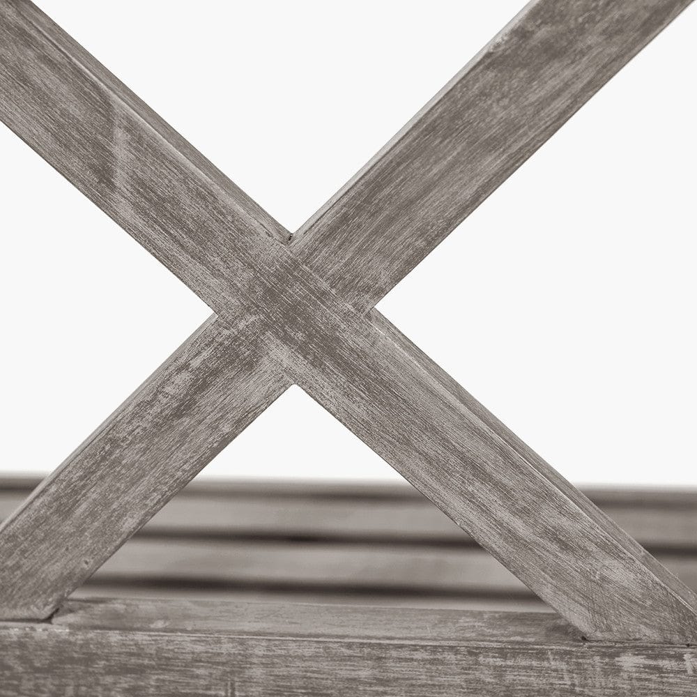 Cambridge Antique Grey 3 Seater Acacia Wood Bench.