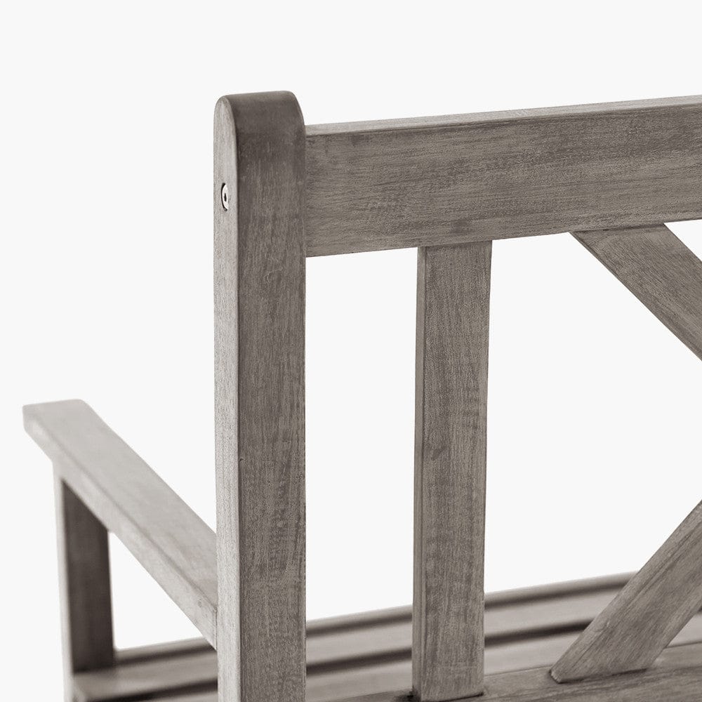 Cambridge Antique Grey 3 Seater Acacia Wood Bench.