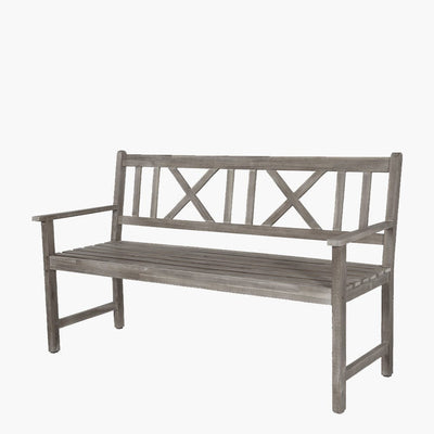 Pacific Lifestyle Outdoors Cambridge Antique Grey 3 Seater Acacia Wood Bench House of Isabella UK