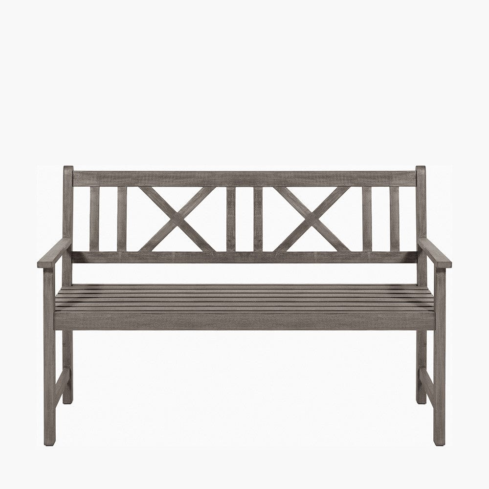 Cambridge Antique Grey 3 Seater Acacia Wood Bench.
