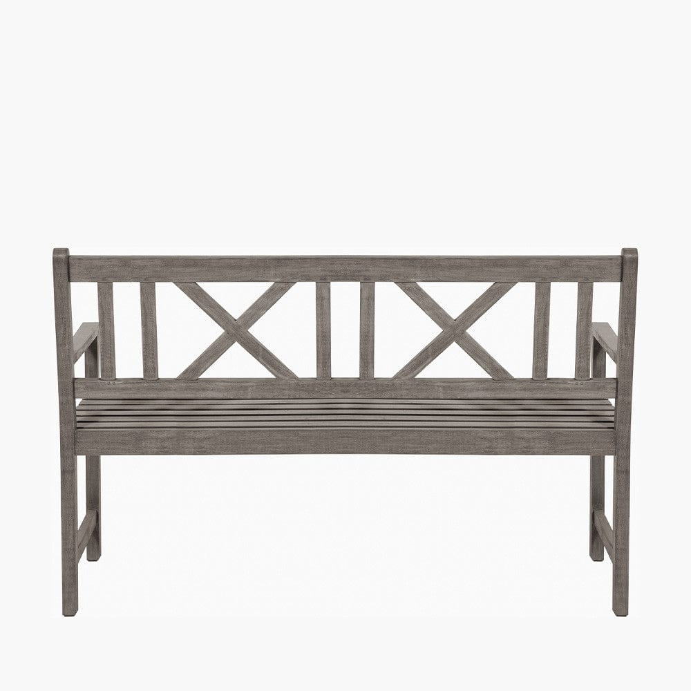 Cambridge Antique Grey 3 Seater Acacia Wood Bench.
