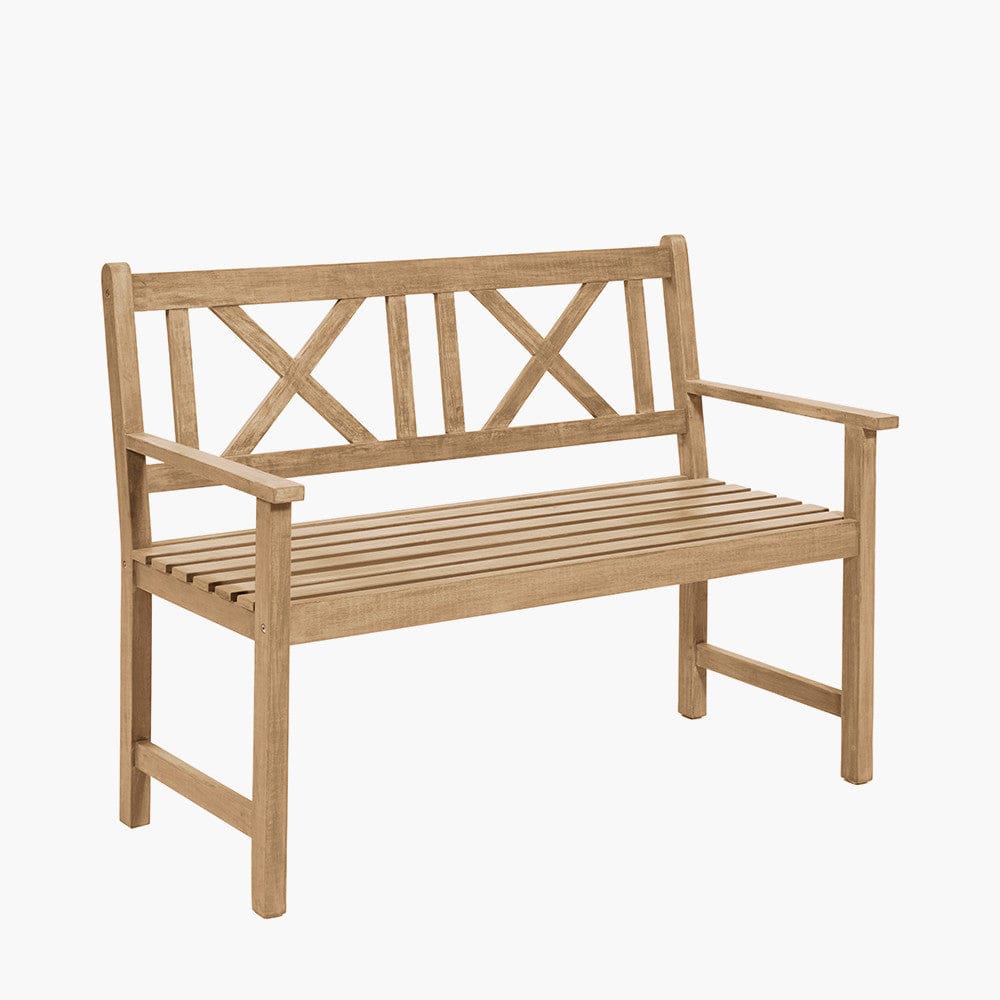 Pacific Lifestyle Outdoors Cambridge Light Teak 2 Seater Acacia Wood Bench K/D House of Isabella UK