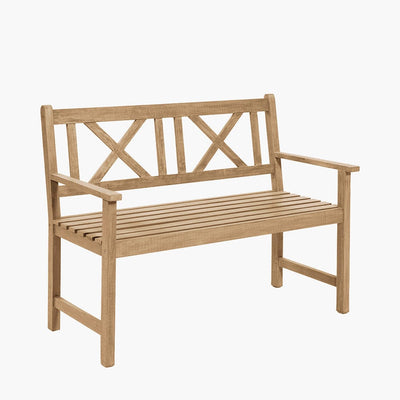 Pacific Lifestyle Outdoors Cambridge Light Teak 2 Seater Acacia Wood Bench K/D House of Isabella UK