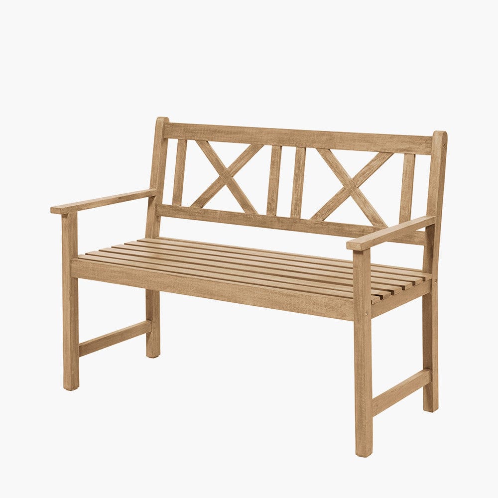 Cambridge Light Teak 2 Seater Acacia Wood Bench K/D.