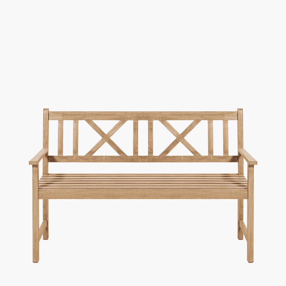 Cambridge Light Teak 3 Seater Acacia Wood Bench K/D.