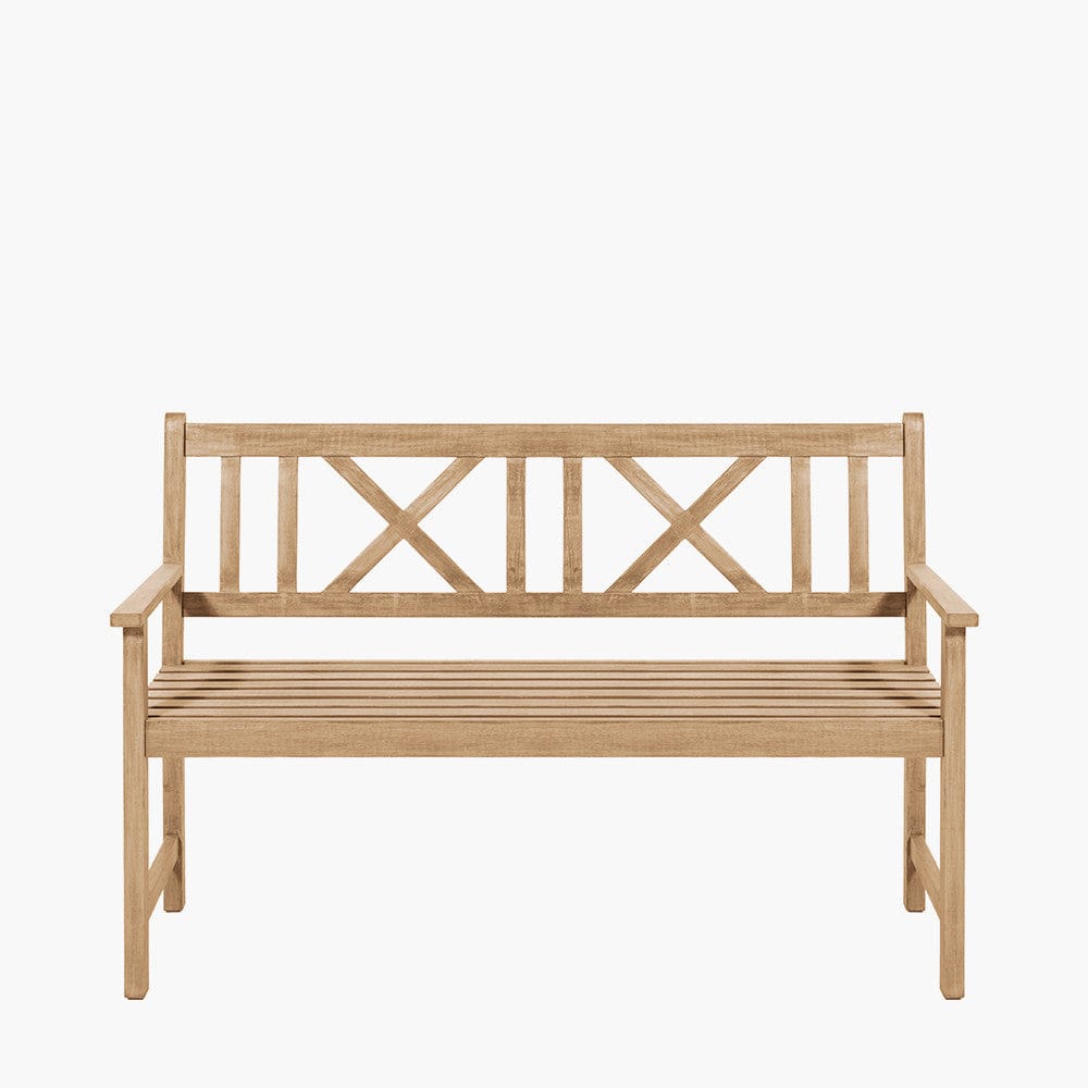 Pacific Lifestyle Outdoors Cambridge Light Teak 3 Seater Acacia Wood Bench K/D House of Isabella UK