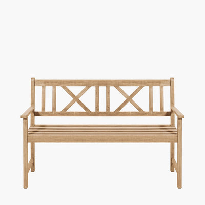 Pacific Lifestyle Outdoors Cambridge Light Teak 3 Seater Acacia Wood Bench K/D House of Isabella UK