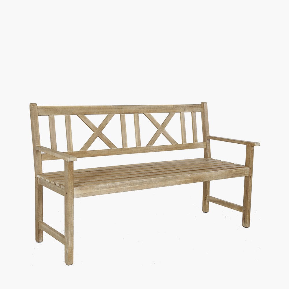 Cambridge Light Teak 3 Seater Acacia Wood Bench K/D.