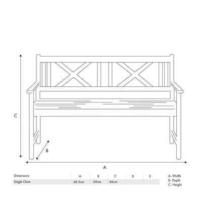 Pacific Lifestyle Outdoors Cambridge Light Teak 3 Seater Acacia Wood Bench K/D House of Isabella UK