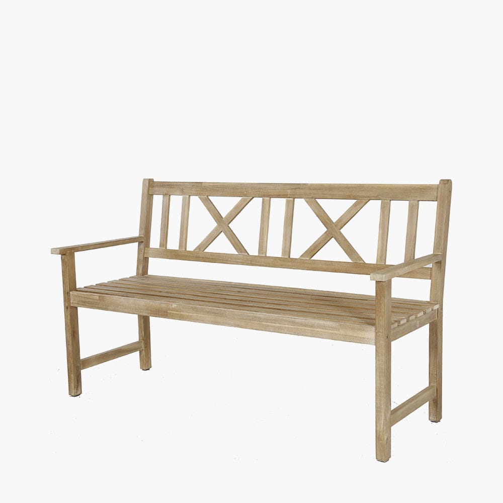 Cambridge Light Teak 3 Seater Acacia Wood Bench K/D.