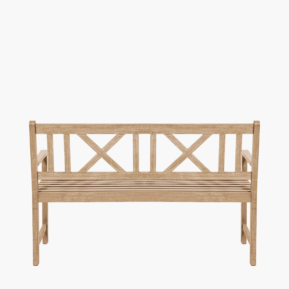 Pacific Lifestyle Outdoors Cambridge Light Teak 3 Seater Acacia Wood Bench K/D House of Isabella UK