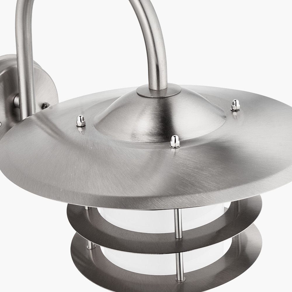 Centauri Brushed Steel Metal and Opaque Glass Wall Light.