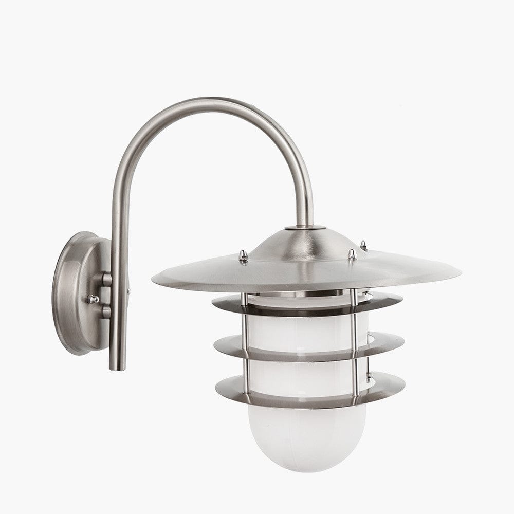 Centauri Brushed Steel Metal and Opaque Glass Wall Light.