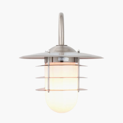 Pacific Lifestyle Outdoors Centauri Brushed Steel Metal and Opaque Glass Wall Light House of Isabella UK