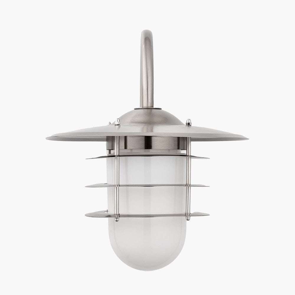 Pacific Lifestyle Outdoors Centauri Brushed Steel Metal and Opaque Glass Wall Light House of Isabella UK