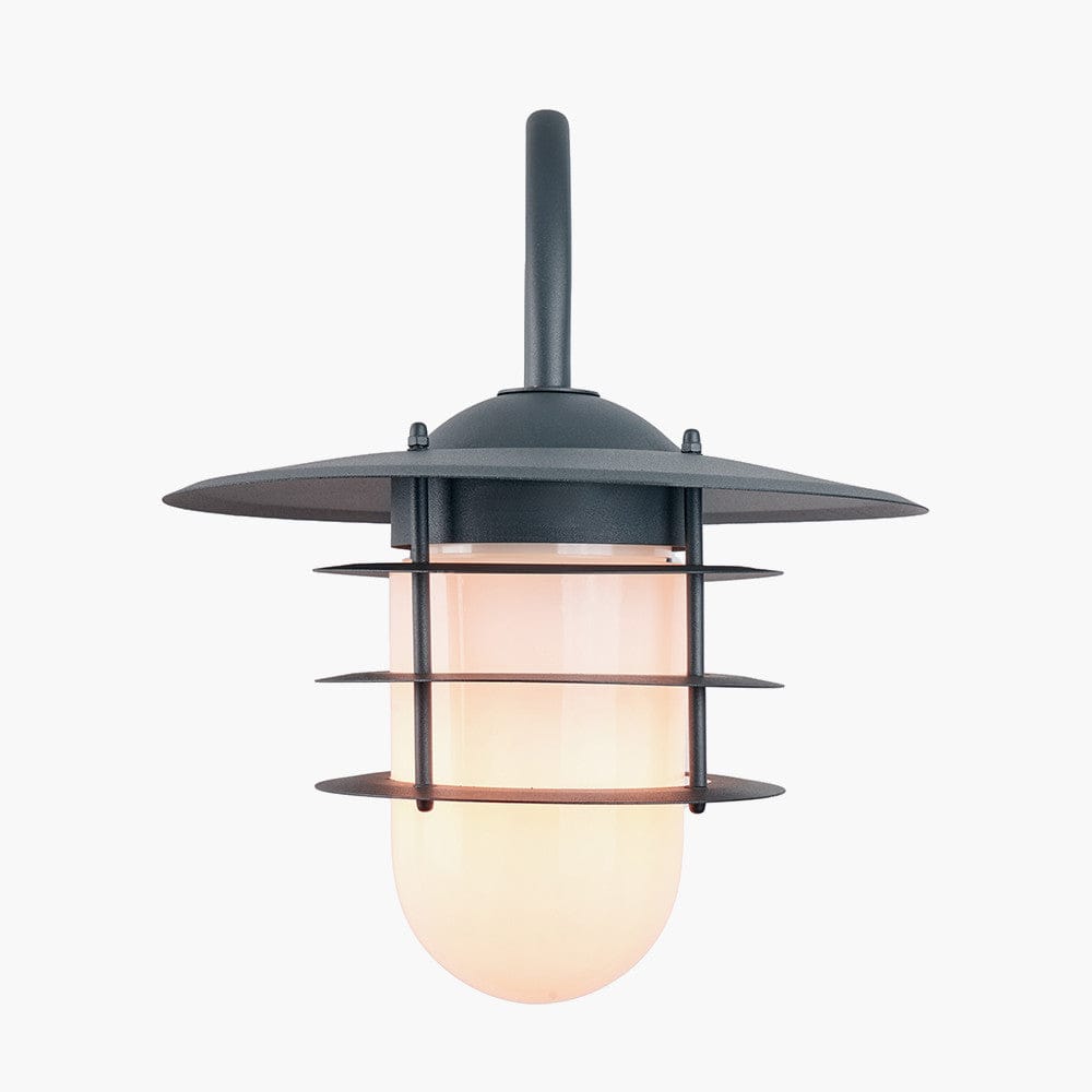 Centauri Dark Grey and Opaque Glass Wall Light.