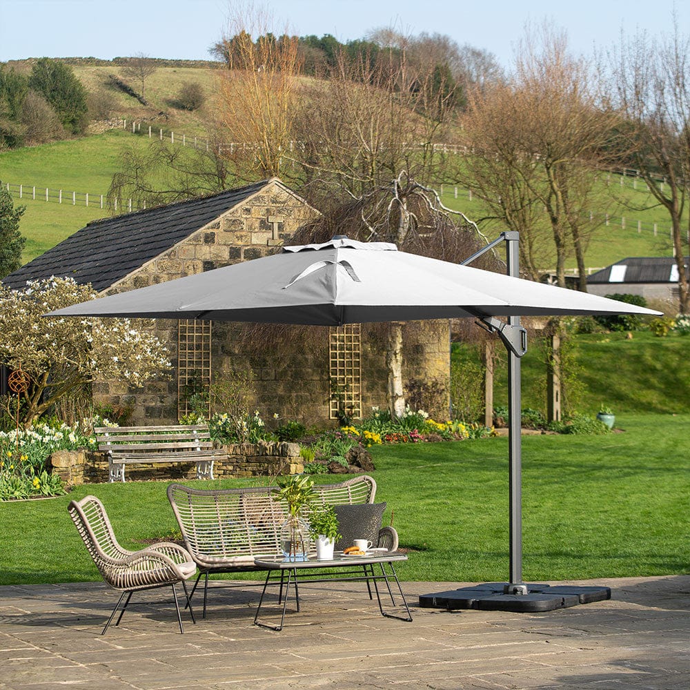 Pacific Lifestyle Outdoors Challenger T2 3.5 x 2.6m Oblong Luna Grey Parasol House of Isabella UK