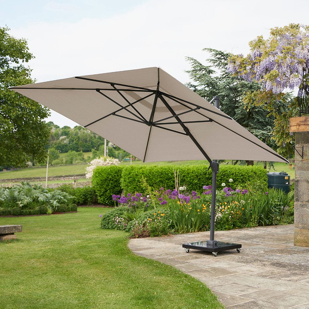 Challenger T2 3.5 x 2.6m Rectangular Premium Champagne Free Arm Parasol.
