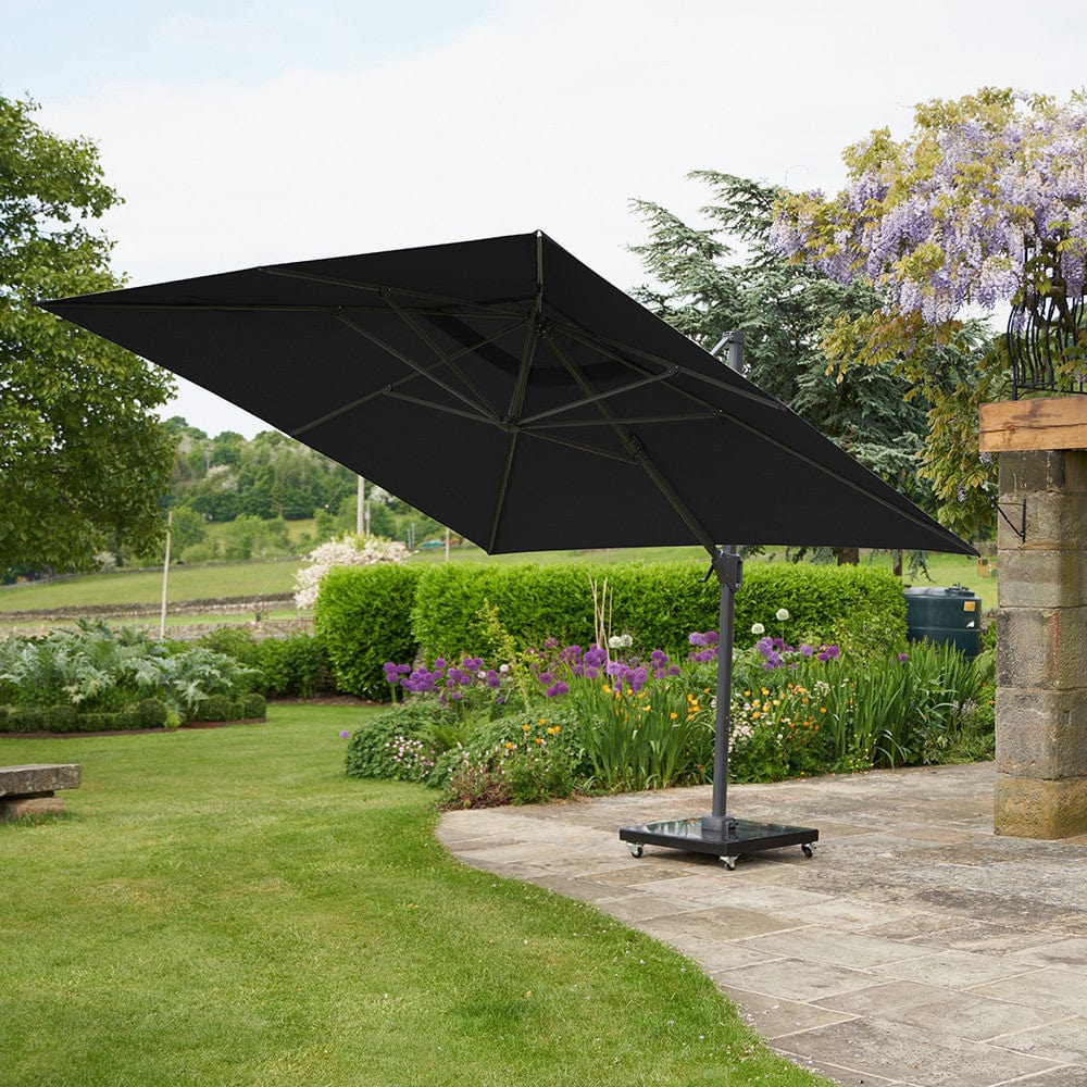 Challenger T2 3.5 x 2.6m Rectangular Premium Faded Black Free Arm Parasol.