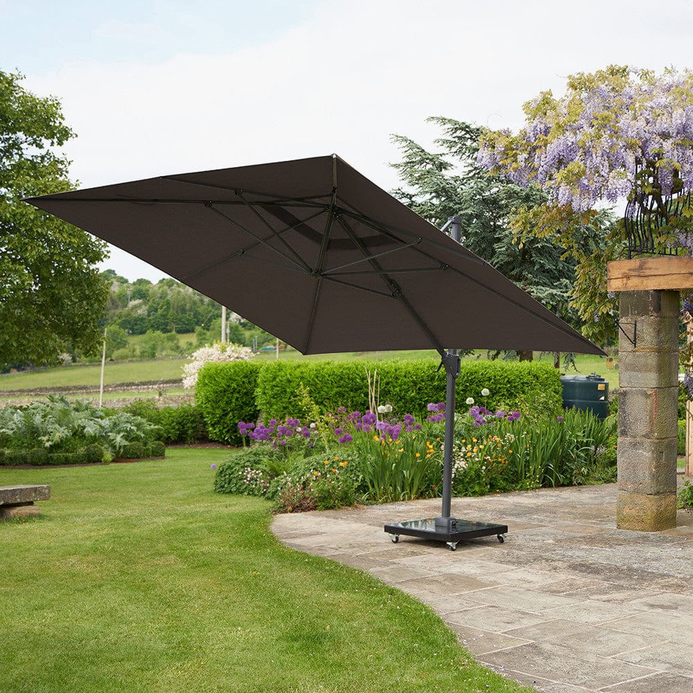 Challenger T2 3.5 x 2.6m Rectangular Premium Havana Taupe Free Arm Parasol.