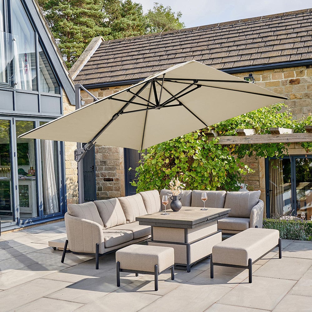 Pacific Lifestyle Outdoors Challenger T2 3m Square Premium Champagne Free Arm Parasol House of Isabella UK
