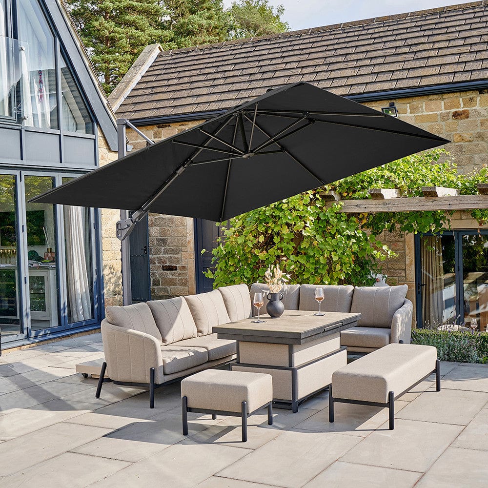 Pacific Lifestyle Outdoors Challenger T2 3m Square Premium Faded Black Free Arm Parasol House of Isabella UK