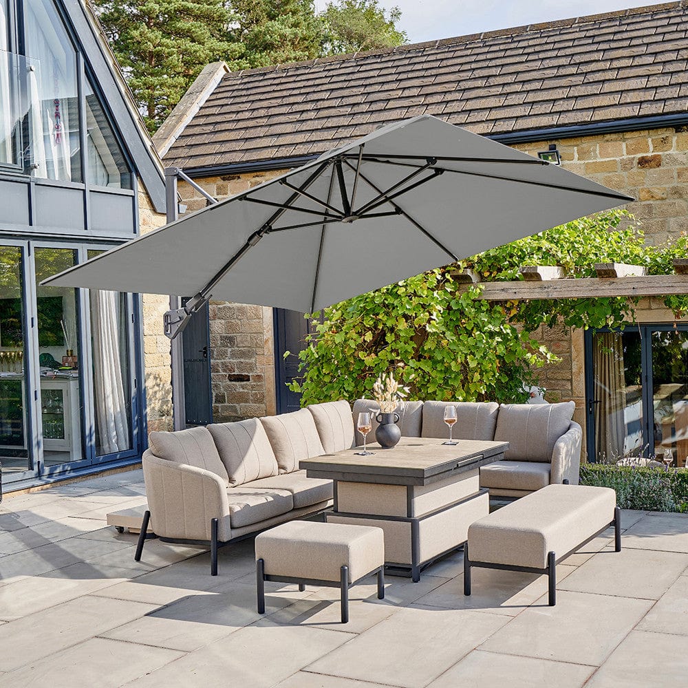 Challenger T2 3m Square Premium Manhattan Grey Free Arm Parasol.